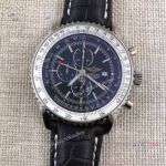 Breitling Navitimer World GMT 46mm Black / Black Leather Stainless Steel Watch-Best Breitling Watches Replica